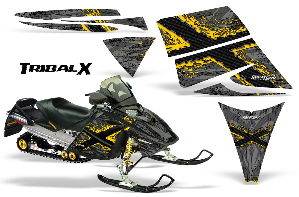 Ski-Doo Rev Graphics Kit TribalX Yellow Silver